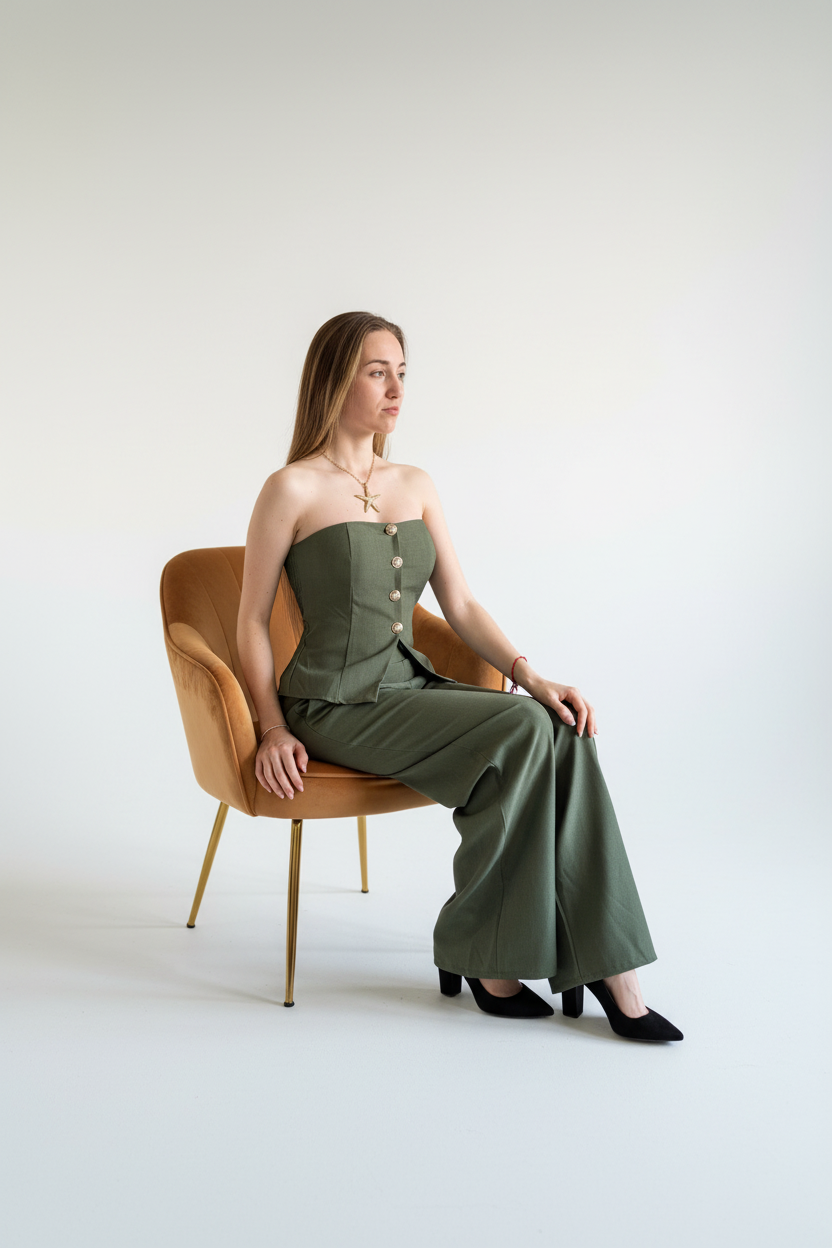 Conjunto verde oliva fondo estudio