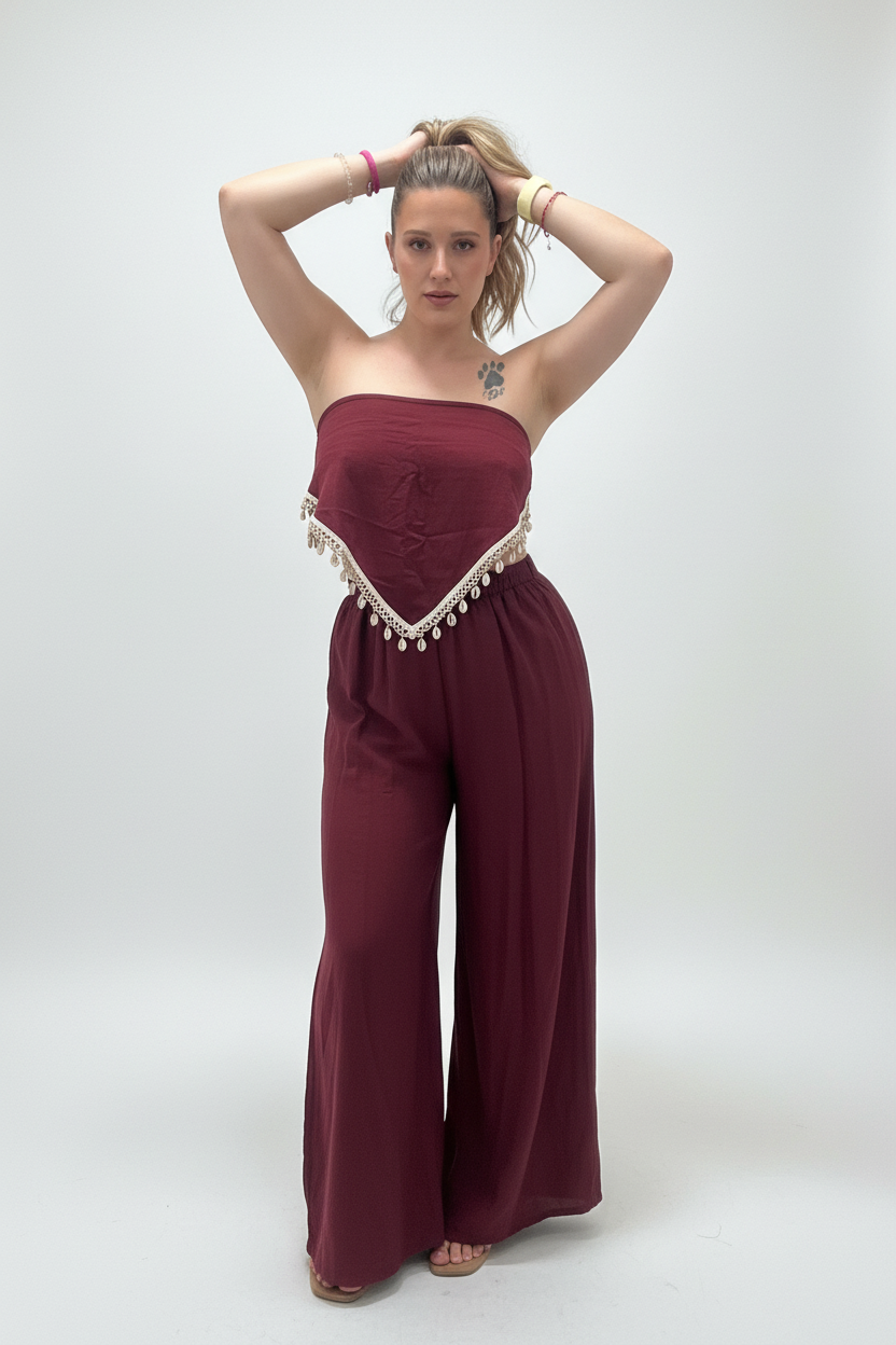 Jumpsuit burdeos - fondo blanco estudio