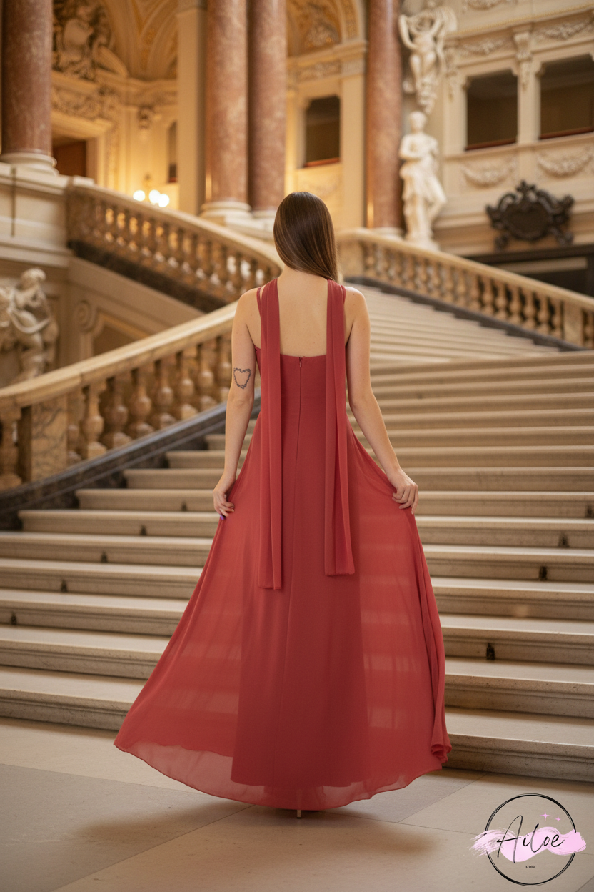 Vestido coral espalda - palacio