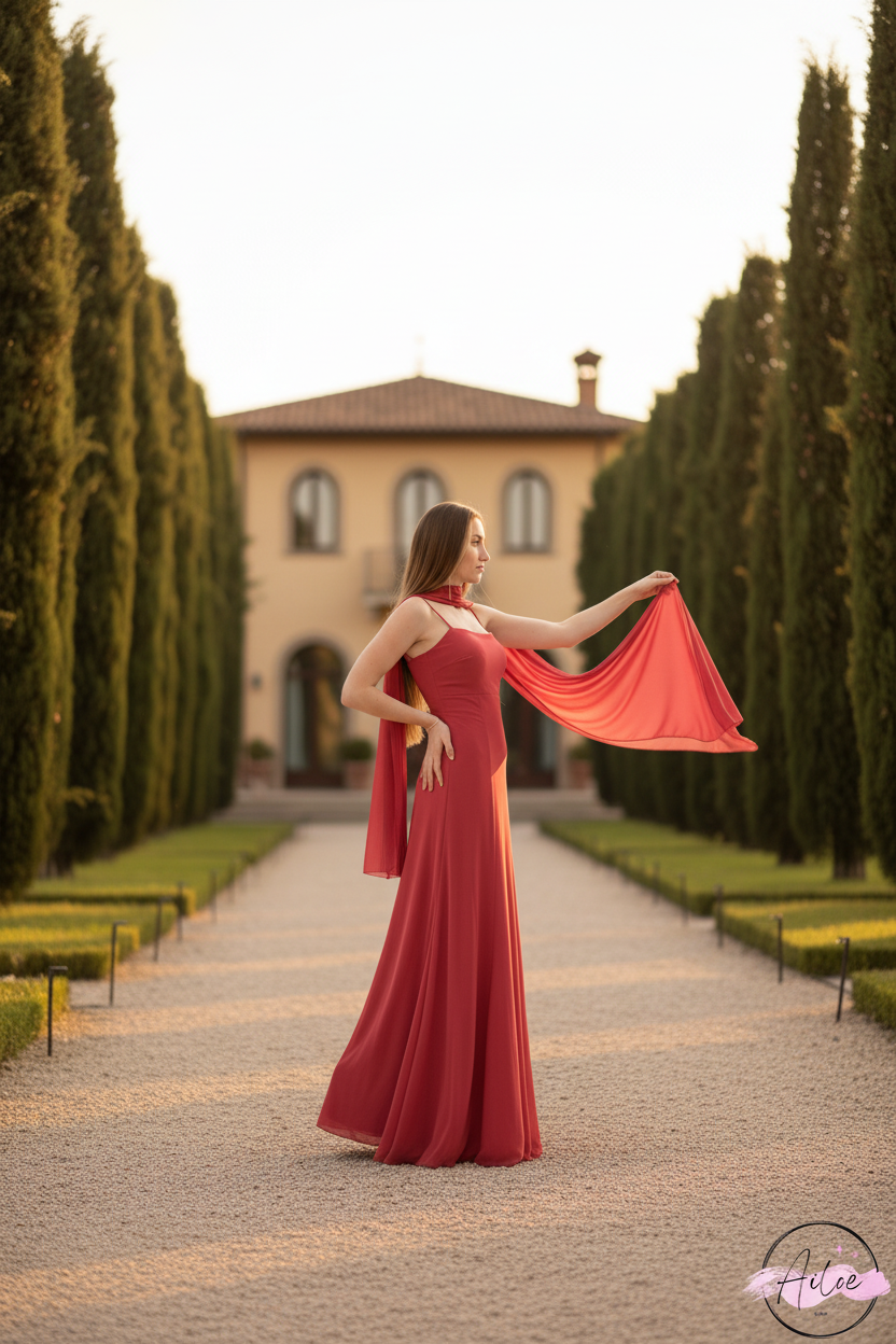 Vestido coral lateral - villa italiana